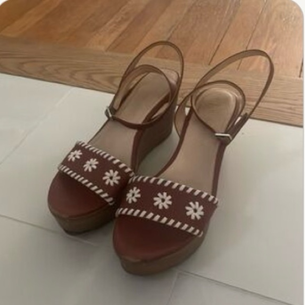 Jack Rogers ankle strap wedges.